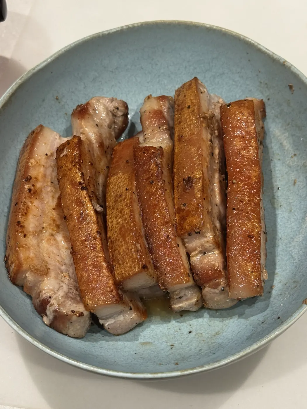 Cooked pork strips